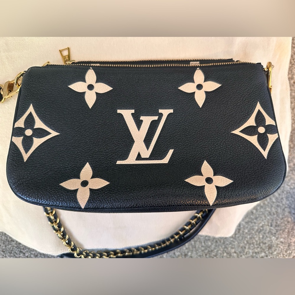 EUC🖤Louis Vuitton Multi Pochette Accessories Bicolor Monogram Empreinte Leather - Picture 15 of 16